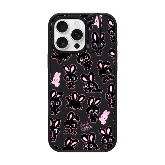 foxy illustrations x CASETiFY iPhone 16 Pro Max ケース マットブラック インパクトリングスタンドケース MagSafe対応 Black Bunnies