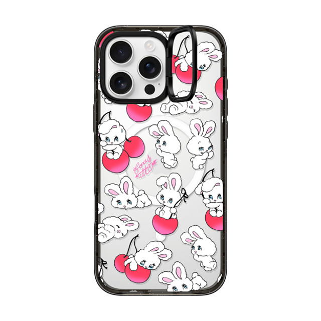 foxy illustrations x CASETiFY iPhone 16 Pro Max ケース ブラック インパクトリングスタンドケース MagSafe対応 Cherry Mix