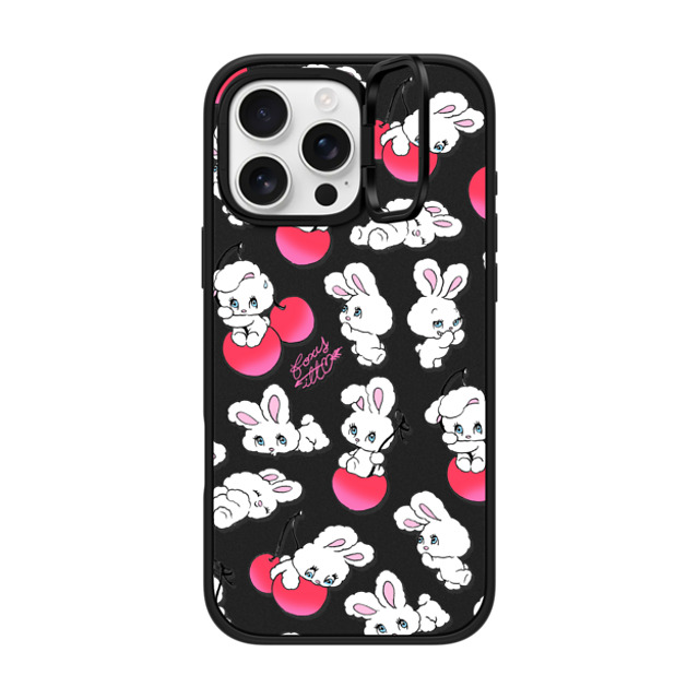 foxy illustrations x CASETiFY iPhone 16 Pro Max ケース マットブラック インパクトリングスタンドケース MagSafe対応 Cherry Mix
