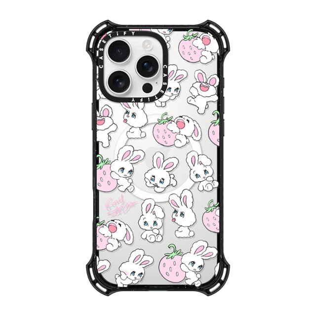 foxy illustrations x CASETiFY iPhone 16 Pro Max ケース ブラック バウンスケース Strawberry Mix