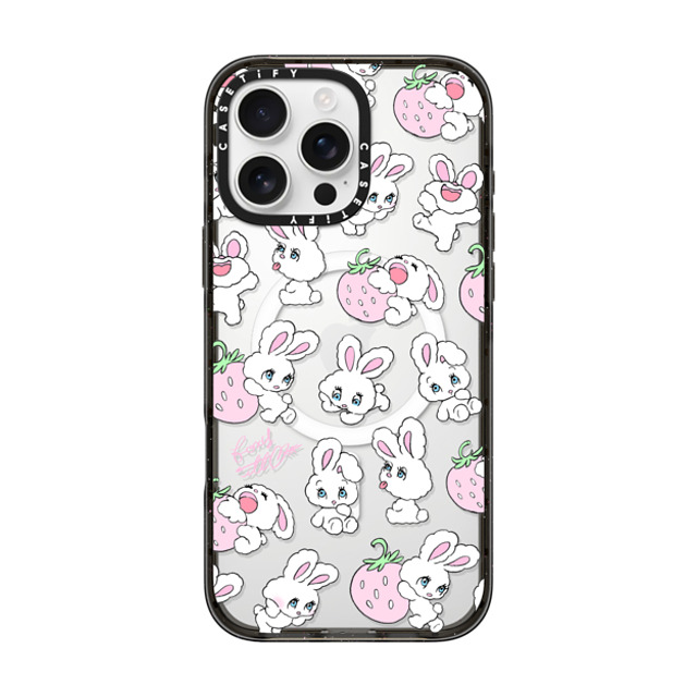 foxy illustrations x CASETiFY iPhone 16 Pro Max ケース ブラック インパクトケース MagSafe対応 Strawberry Mix