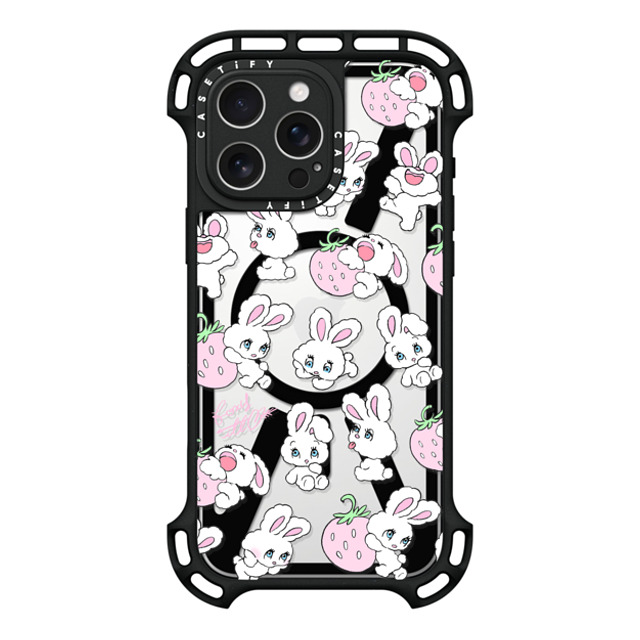 foxy illustrations x CASETiFY iPhone 16 Pro Max ケース ブラック ウルトラ バウンスケース MagSafe対応 Strawberry Mix