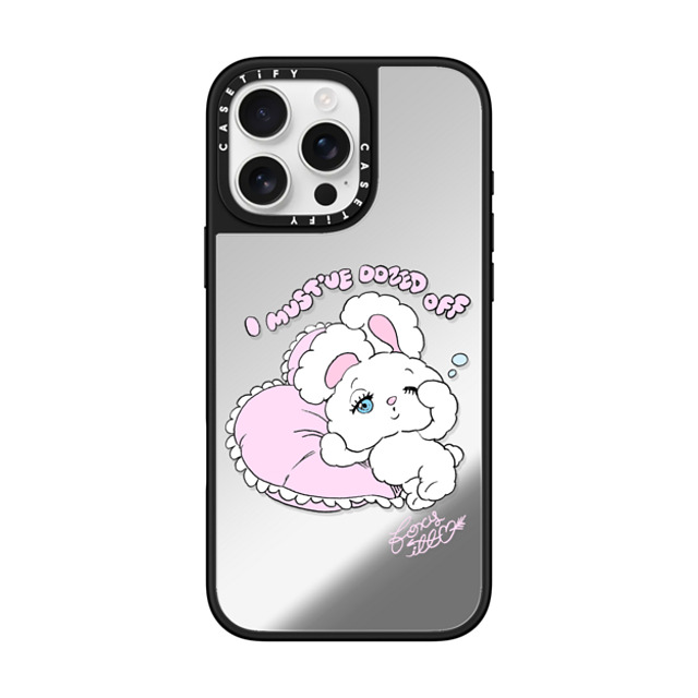 foxy illustrations x CASETiFY iPhone 16 Pro Max ケース Silver on Black ミラーケース MagSafe対応 Awakening of QT