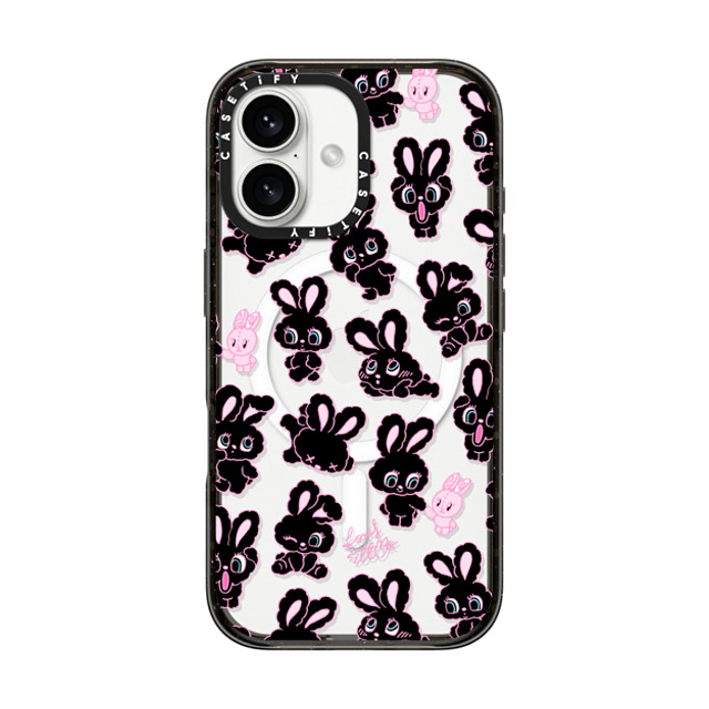 foxy illustrations x CASETiFY iPhone 16 ケース ブラック インパクトケース MagSafe対応 Black Bunnies