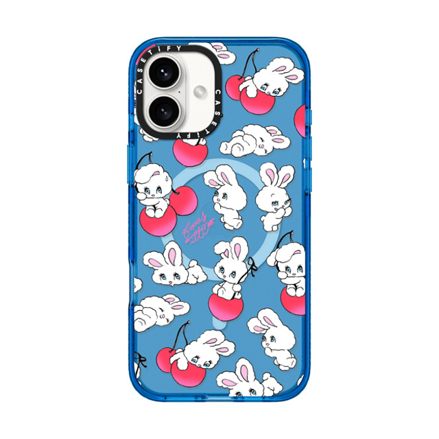 foxy illustrations x CASETiFY iPhone 16 Plus ケース スカイブルー インパクトケース MagSafe対応 Cherry Mix