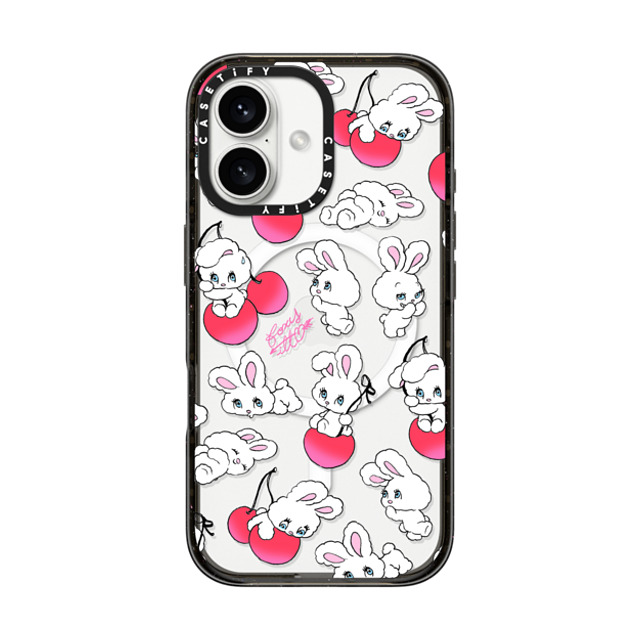 foxy illustrations x CASETiFY iPhone 16 ケース ブラック インパクトケース MagSafe対応 Cherry Mix