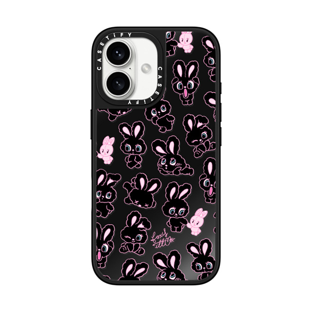 foxy illustrations x CASETiFY iPhone 16 ケース Black on Black ミラーケース MagSafe対応 Black Bunnies