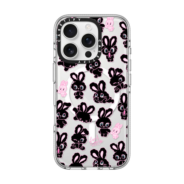 foxy illustrations x CASETiFY iPhone 16 Pro ケース クリア クリア ケース MagSafe対応 Black Bunnies