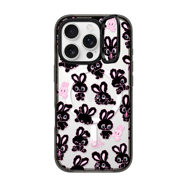 foxy illustrations x CASETiFY iPhone 16 Pro ケース ブラック インパクトリングスタンドケース MagSafe対応 Black Bunnies