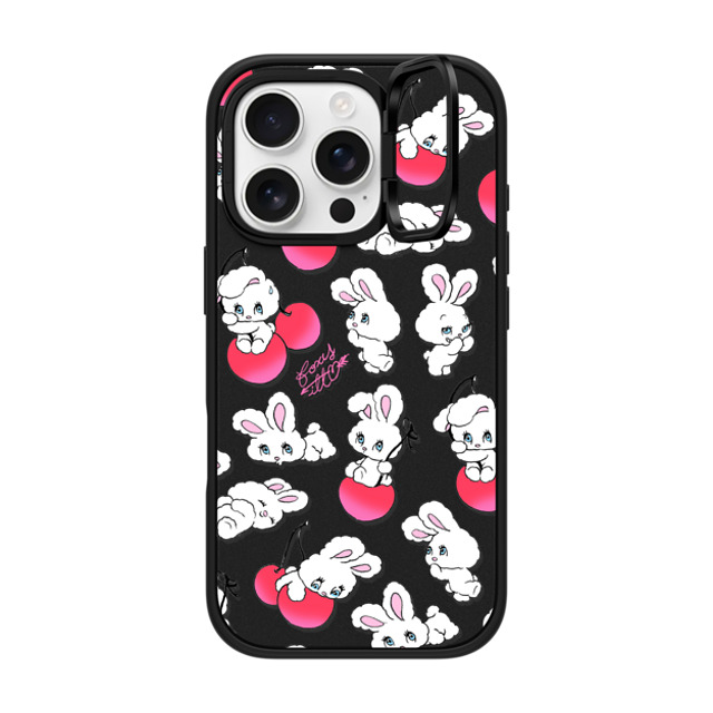 foxy illustrations x CASETiFY iPhone 16 Pro ケース マットブラック インパクトリングスタンドケース MagSafe対応 Cherry Mix