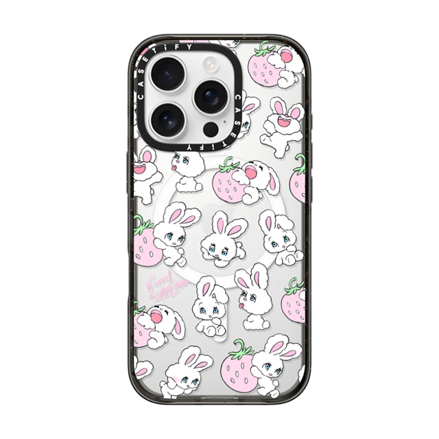 foxy illustrations x CASETiFY iPhone 16 Pro ケース ブラック インパクトケース MagSafe対応 Strawberry Mix