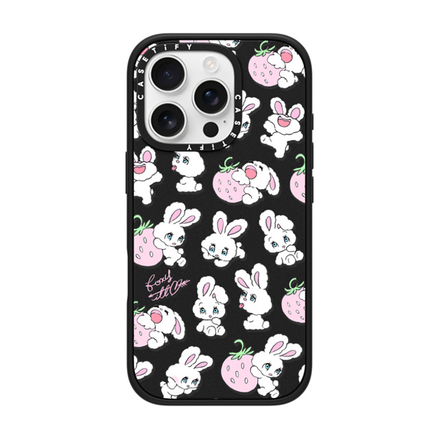 foxy illustrations x CASETiFY iPhone 16 Pro ケース マットブラック インパクトケース MagSafe対応 Strawberry Mix