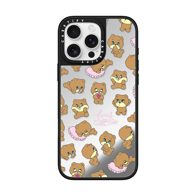 foxy illustrations x CASETiFY iPhone 16 Pro Max ケース Bear,Cartoon Silver on Black ミラーケース MagSafe対応 Bears Back to School foxy illustrations x CASETiFY iPhone 16 Pro Max ケース Bear,Cartoon Silver on Black ミラーケース MagSafe対応 Bears Back to School