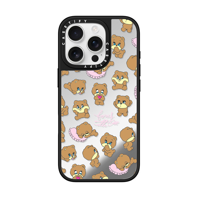 foxy illustrations x CASETiFY iPhone 16 Pro Case Bear,Cartoon Silver on Black ミラーケース MagSafe対応 Bears Back to School foxy illustrations x CASETiFY iPhone 16 Pro Case Bear,Cartoon Silver on Black ミラーケース MagSafe対応 Bears Back to School
