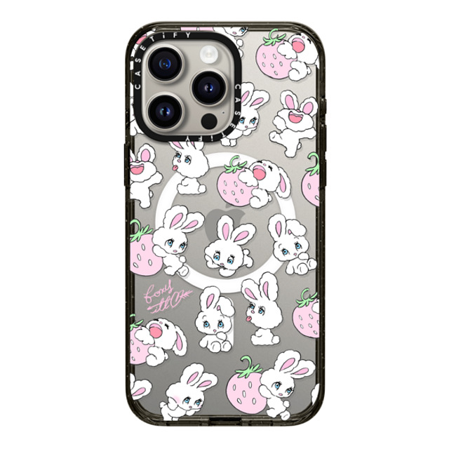 foxy illustrations x CASETiFY iPhone 15 Pro Max ケース ブラック インパクトケース MagSafe対応 Strawberry Mix