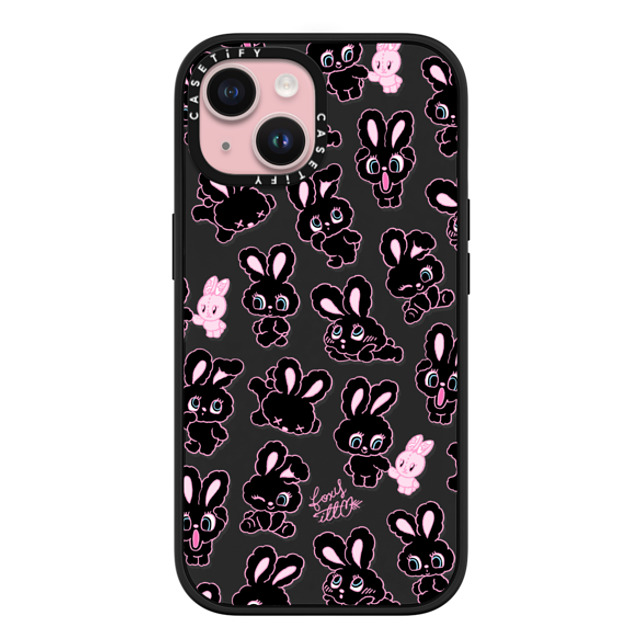 foxy illustrations x CASETiFY iPhone 15 ケース マットブラック インパクトケース MagSafe対応 Black Bunnies