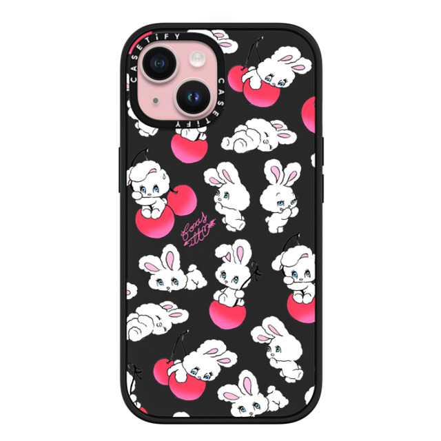 foxy illustrations x CASETiFY iPhone 15 ケース マットブラック インパクトケース MagSafe対応 Cherry Mix