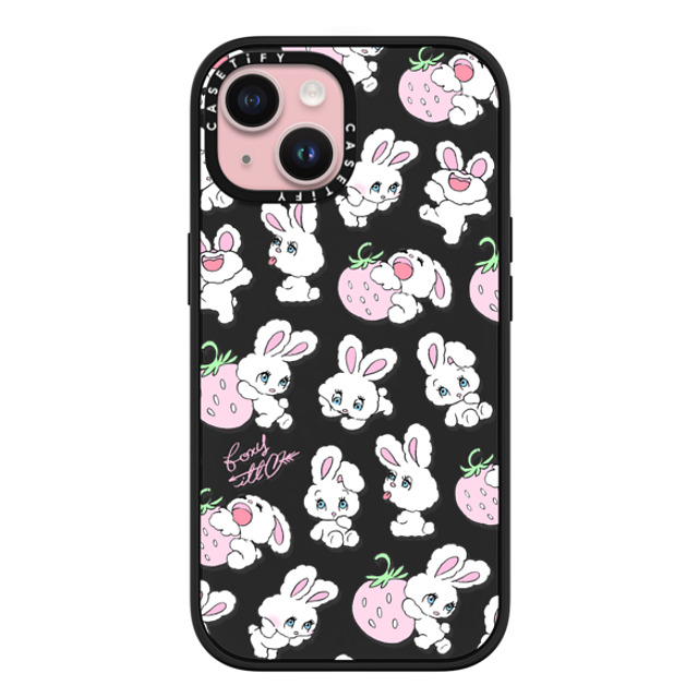 foxy illustrations x CASETiFY iPhone 15 ケース マットブラック インパクトケース MagSafe対応 Strawberry Mix