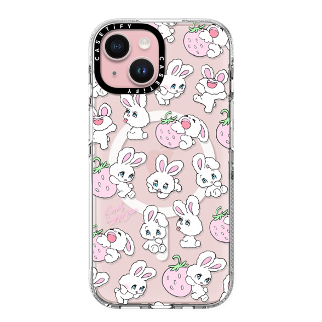 foxy illustrations x CASETiFY iPhone 15 ケース クリア クリア ケース MagSafe対応 Strawberry Mix