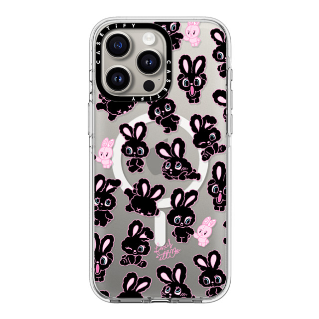 foxy illustrations x CASETiFY iPhone 15 Pro Max ケース クリア クリア ケース MagSafe対応 Black Bunnies