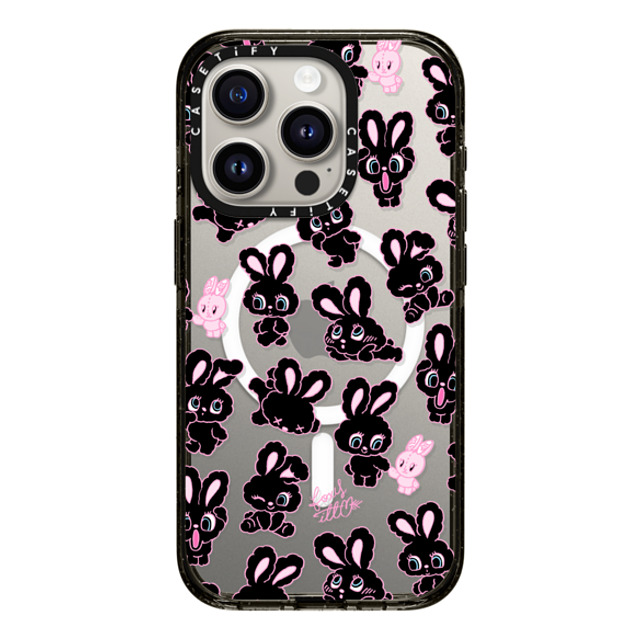 foxy illustrations x CASETiFY iPhone 15 Pro ケース ブラック インパクトケース MagSafe対応 Black Bunnies