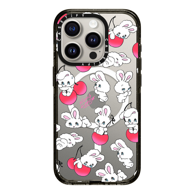 foxy illustrations x CASETiFY iPhone 15 Pro ケース ブラック インパクトケース MagSafe対応 Cherry Mix