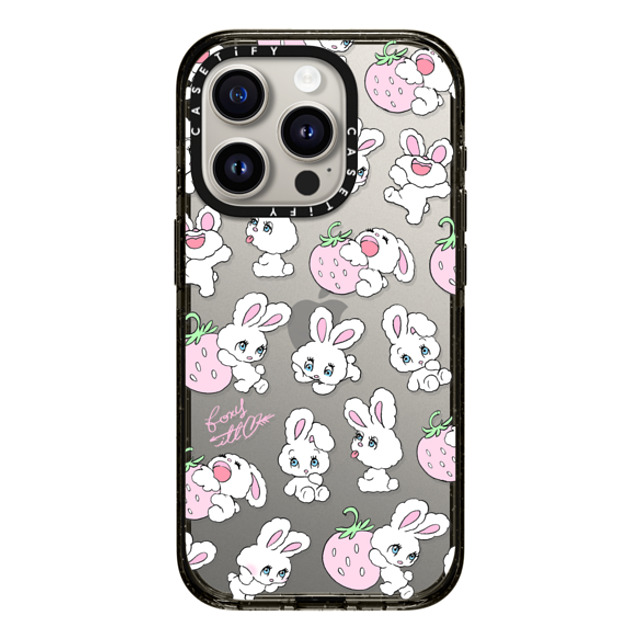 foxy illustrations x CASETiFY iPhone 15 Pro ケース ブラック インパクトケース Strawberry Mix