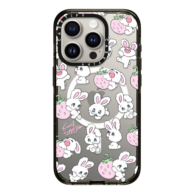 foxy illustrations x CASETiFY iPhone 15 Pro ケース ブラック インパクトケース MagSafe対応 Strawberry Mix