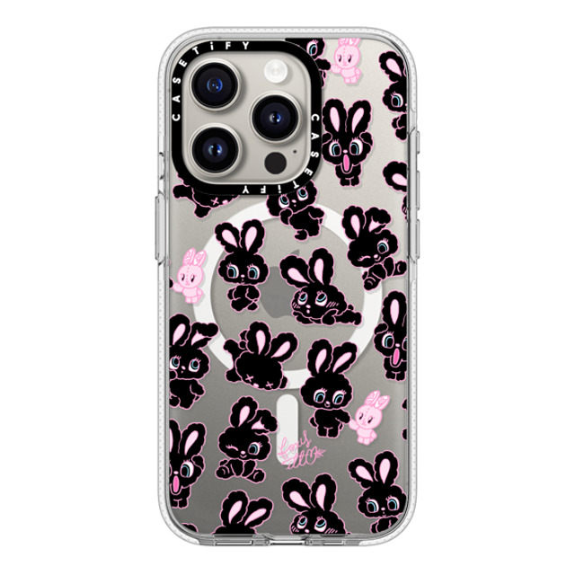 foxy illustrations x CASETiFY iPhone 15 Pro ケース クリア クリア ケース MagSafe対応 Black Bunnies