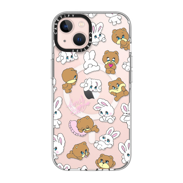 foxy illustrations x CASETiFY iPhone 13 ケース クリア クリア ケース MagSafe対応 Bunny-Bear Mix