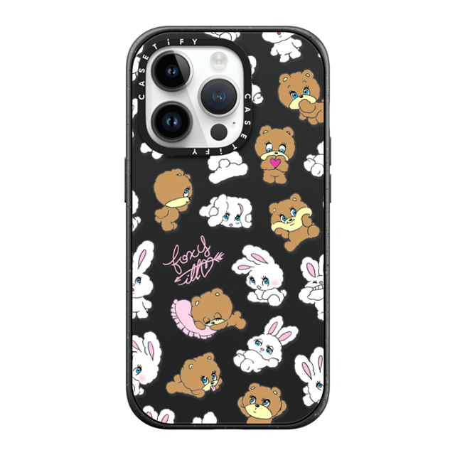foxy illustrations x CASETiFY iPhone 14 Pro ケース マットブラック インパクトケース MagSafe対応 Bunny-Bear Mix