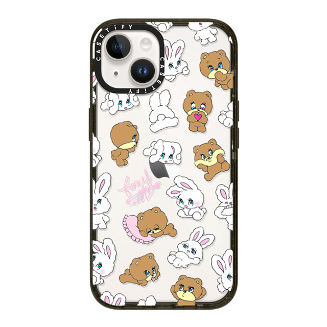 foxy illustrations x CASETiFY iPhone 14 ケース ブラック インパクトケース Bunny-Bear Mix