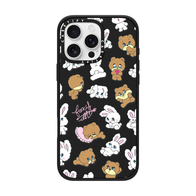 foxy illustrations x CASETiFY iPhone 16 Pro Max ケース マットブラック インパクトケース MagSafe対応 Bunny-Bear Mix