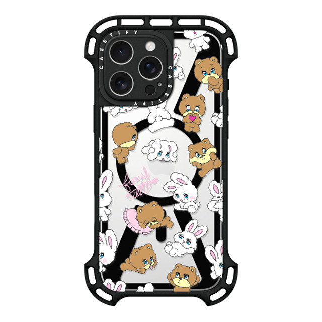 foxy illustrations x CASETiFY iPhone 16 Pro Max ケース ブラック ウルトラ バウンスケース MagSafe対応 Bunny-Bear Mix