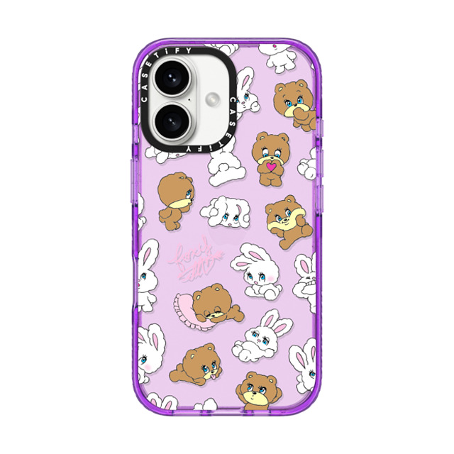 foxy illustrations x CASETiFY iPhone 16 Case パープル Impact Case Bunny-Bear Mix foxy illustrations x CASETiFY iPhone 16 Case パープル Impact Case Bunny-Bear Mix