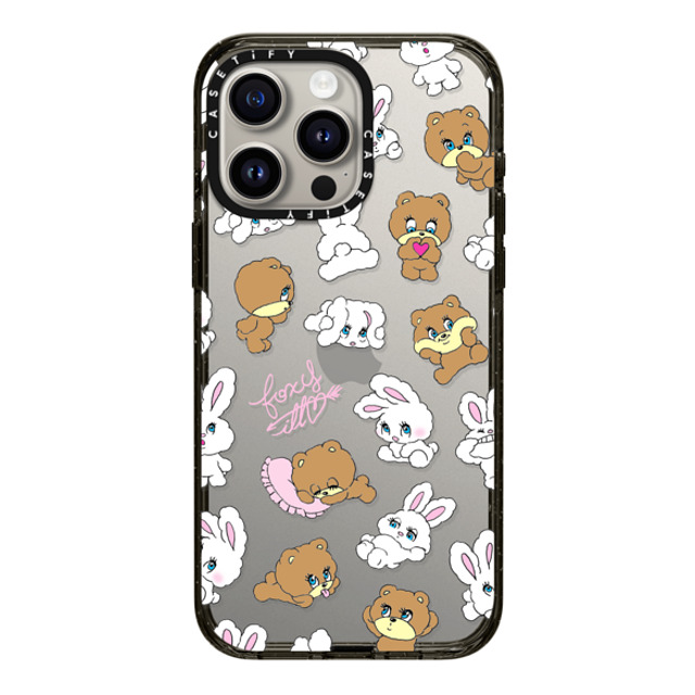 foxy illustrations x CASETiFY iPhone 15 Pro Max ケース ブラック インパクトケース Bunny-Bear Mix