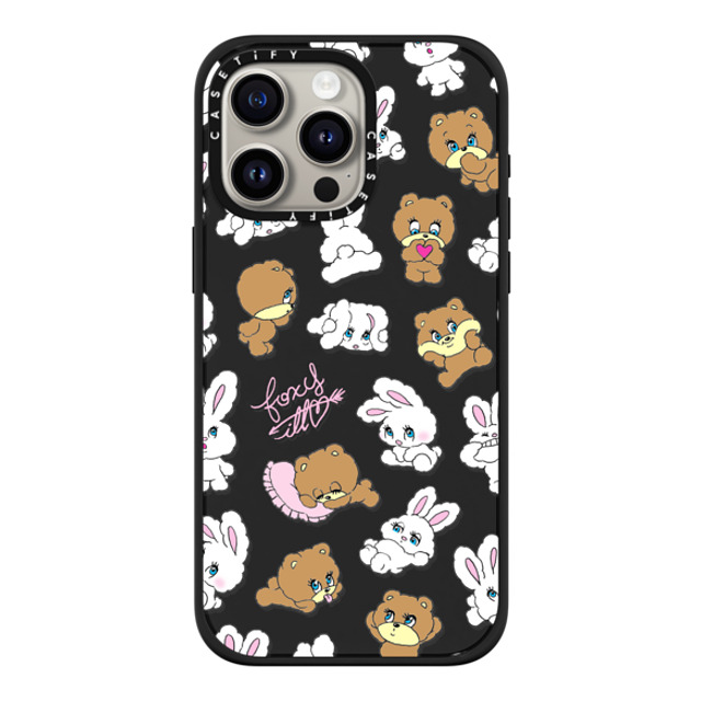 foxy illustrations x CASETiFY iPhone 15 Pro Max ケース マットブラック インパクトケース MagSafe対応 Bunny-Bear Mix