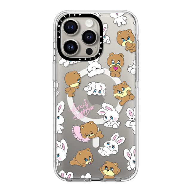 foxy illustrations x CASETiFY iPhone 15 Pro Max ケース クリア クリア ケース MagSafe対応 Bunny-Bear Mix