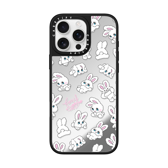 foxy illustrations x CASETiFY iPhone 16 Pro Max ケース Silver on Black ミラーケース MagSafe対応 Bunnies