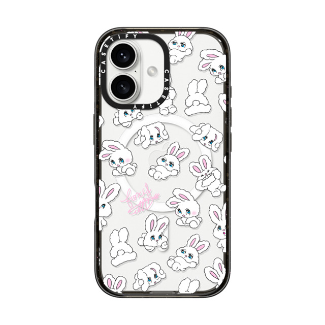 foxy illustrations x CASETiFY iPhone 16 ケース ブラック インパクトケース MagSafe対応 Bunnies