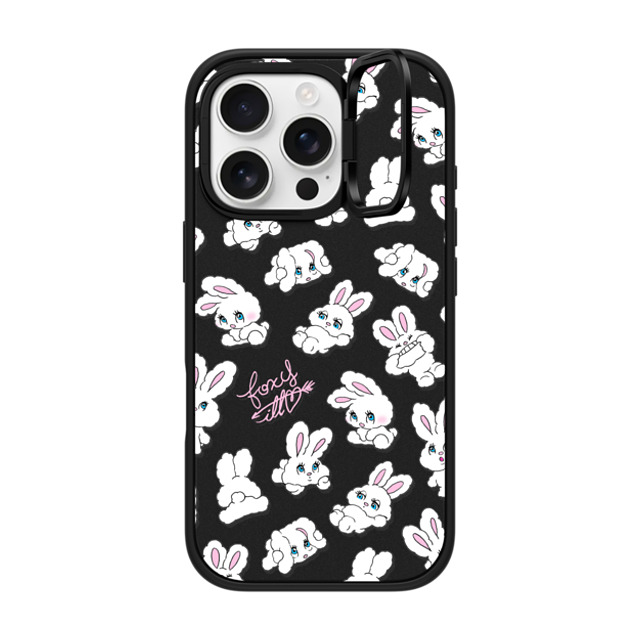 foxy illustrations x CASETiFY iPhone 16 Pro ケース マットブラック インパクトリングスタンドケース MagSafe対応 Bunnies