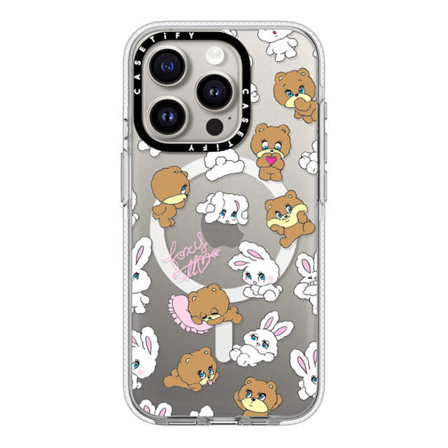 foxy illustrations x CASETiFY iPhone 15 Pro ケース クリア クリア ケース MagSafe対応 Bunny-Bear Mix