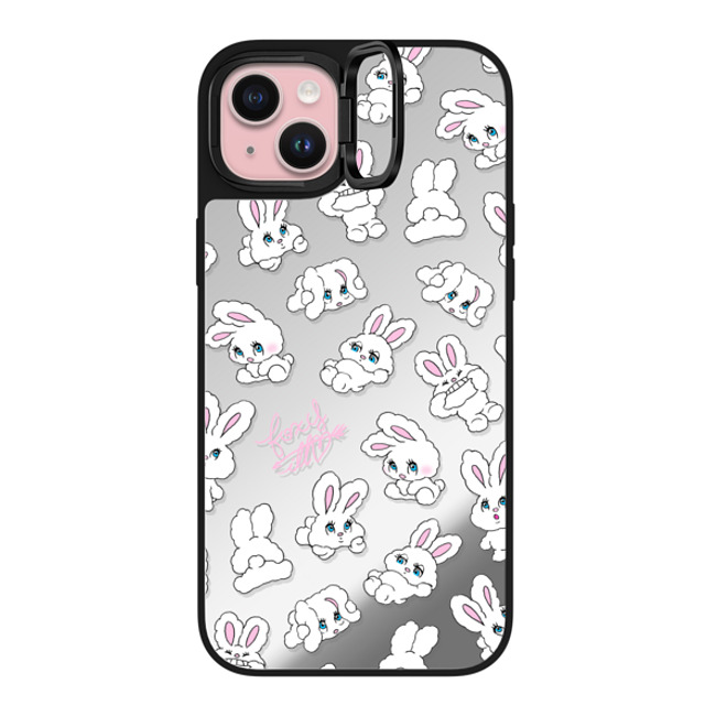 foxy illustrations x CASETiFY iPhone 15 Plus Case Cartoon Silver on Black ミラー リングスタンドケース MagSafe対応 Bunnies Mother's Day foxy illustrations x CASETiFY iPhone 15 Plus Case Cartoon Silver on Black ミラー リングスタンドケース MagSafe対応 Bunnies Mother's Day
