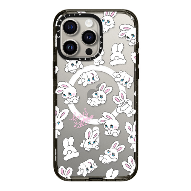 foxy illustrations x CASETiFY iPhone 15 Pro Max ケース ブラック インパクトケース MagSafe対応 Bunnies