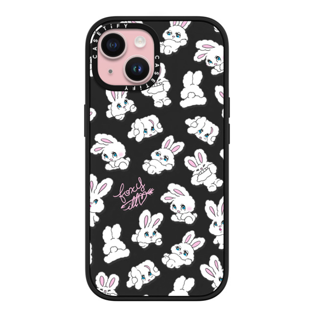 foxy illustrations x CASETiFY iPhone 15 ケース マットブラック インパクトケース MagSafe対応 Bunnies