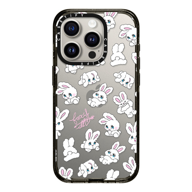 foxy illustrations x CASETiFY iPhone 15 Pro ケース ブラック インパクトケース Bunnies