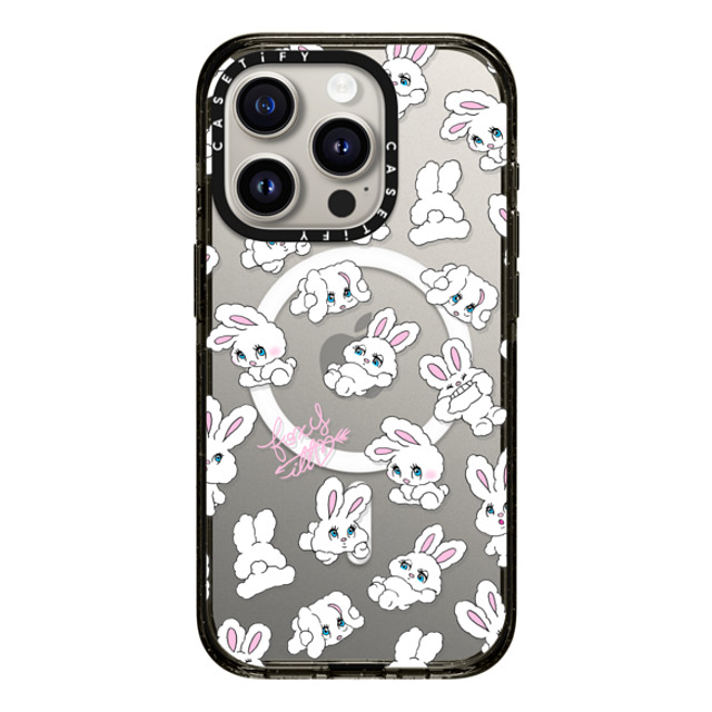 foxy illustrations x CASETiFY iPhone 15 Pro ケース ブラック インパクトケース MagSafe対応 Bunnies