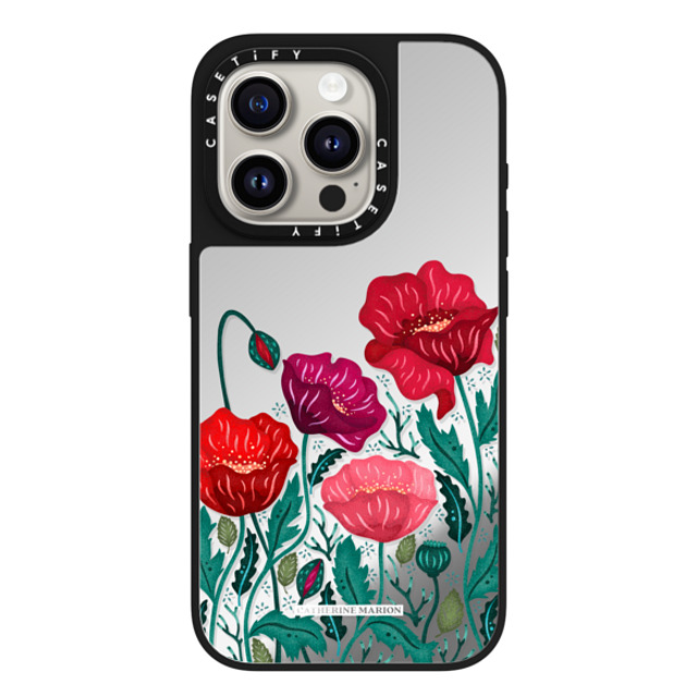 Folklore and Flora x CASETiFY iPhone 15 Pro ケース Silver on Black ミラーケース MagSafe対応 Poppy Field Folklore and Flora x CASETiFY iPhone 15 Pro ケース Silver on Black ミラーケース MagSafe対応 Poppy Field