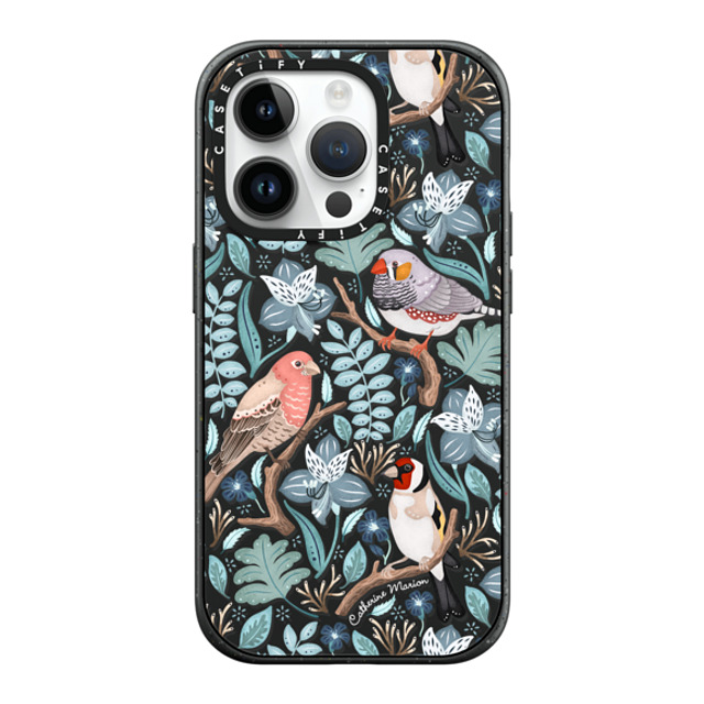 Folklore and Flora x CASETiFY iPhone 14 Pro ケース マットブラック インパクトケース MagSafe対応 Finches by Catherine Marion