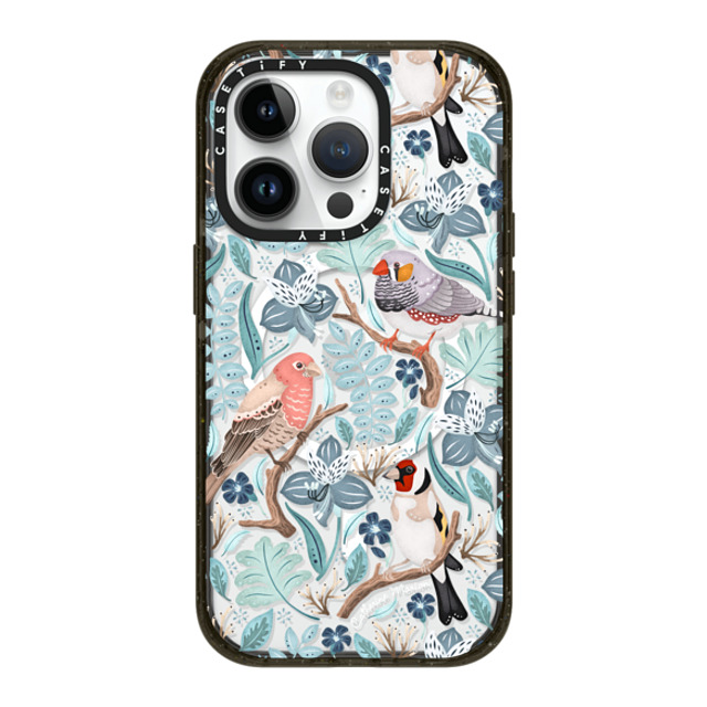 Folklore and Flora x CASETiFY iPhone 14 Pro ケース ブラック インパクトケース MagSafe対応 Finches by Catherine Marion